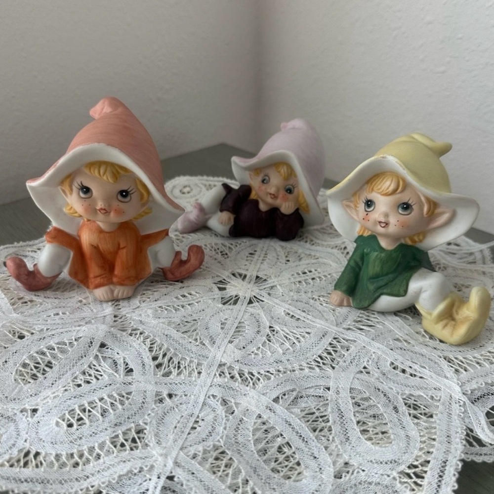 Vintage Homco Pixies Set of 3
Elves Gnomes
Figurines cottage home kitchen decor